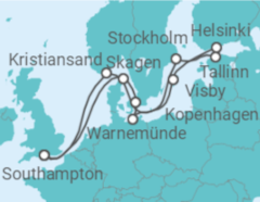Reiseroute der Kreuzfahrt  Norway, Denmark & Sweden - Princess Cruises