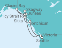 Reiseroute der Kreuzfahrt  Alaska - NCL Norwegian Cruise Line