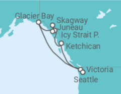 Reiseroute der Kreuzfahrt  Alaska - NCL Norwegian Cruise Line