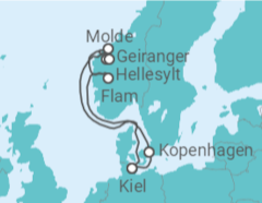 Reiseroute der Kreuzfahrt  Dänemark, Norwegen Alles Inklusive - MSC Cruises