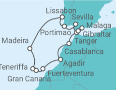 Reiseroute der Kreuzfahrt  Kanaren - NCL Norwegian Cruise Line
