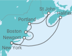 Reiseroute der Kreuzfahrt  USA, Kanada - NCL Norwegian Cruise Line