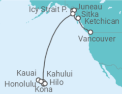 Reiseroute der Kreuzfahrt  Hawaii - NCL Norwegian Cruise Line