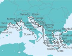 Reiseroute der Kreuzfahrt  Große Mittelmeer Reise 2026 - Azamara