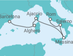 Reiseroute der Kreuzfahrt  Frankreich, Italien - Cunard