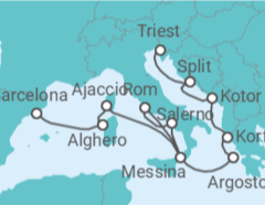 Reiseroute der Kreuzfahrt  Von Barcelona nach Triest (Italien) - Cunard