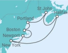 Reiseroute der Kreuzfahrt  Canada & New England - Princess Cruises