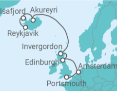 Reiseroute der Kreuzfahrt  Niederlande, Vereinigtes Königreich, Island - Virgin Voyages