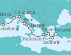 Reiseroute der Kreuzfahrt  Frankreich, Italien, Türkei, Griechenland - Celebrity Cruises