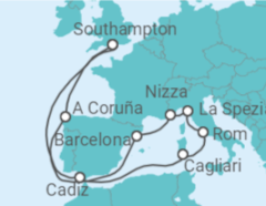 Reiseroute der Kreuzfahrt  Spanien, Italien, Frankreich - Celebrity Cruises