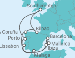 Reiseroute der Kreuzfahrt  Portugal, Spanien - Celebrity Cruises