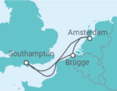 Reiseroute der Kreuzfahrt  Belgien, Niederlande - Cunard