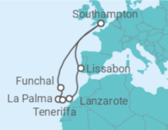 Reiseroute der Kreuzfahrt  Kanaren - Cunard