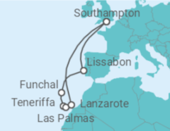 Reiseroute der Kreuzfahrt  Kanaren - Cunard