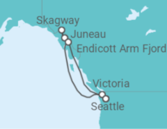 Reiseroute der Kreuzfahrt  Alaska - Royal Caribbean
