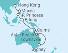 Reiseroute der Kreuzfahrt  Australien, Philippinen, China - Cunard