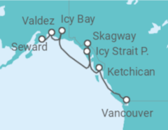 Reiseroute der Kreuzfahrt  Alaska - Silversea