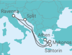 Reiseroute der Kreuzfahrt  Griechenland, Kroatien - Royal Caribbean