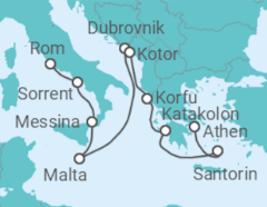 Reiseroute der Kreuzfahrt  Frankreich, Spanien, Italien - Oceania Cruises