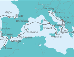 Reiseroute der Kreuzfahrt  Von Venedig  nach Bilbao (Spanien) - Oceania Cruises
