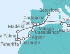 Reiseroute der Kreuzfahrt  Kanaren - Oceania Cruises