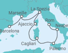 Reiseroute der Kreuzfahrt  Frankreich, Italien - Oceania Cruises