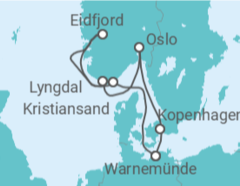 Reiseroute der Kreuzfahrt  Eindrucksvolle Fjordwelt - MSC Cruises