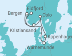 Reiseroute der Kreuzfahrt  Eindrucksvolle Fjordwelt - MSC Cruises