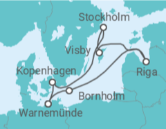 Reiseroute der Kreuzfahrt  Dänemark, Lettland, Schweden Alles Inklusive - MSC Cruises
