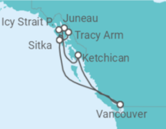 Reiseroute der Kreuzfahrt  Alaska - Royal Caribbean