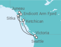 Reiseroute der Kreuzfahrt  Alaska - Royal Caribbean