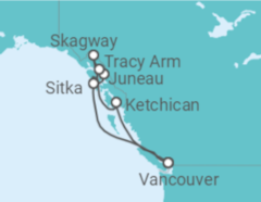 Reiseroute der Kreuzfahrt  Alaska - Royal Caribbean