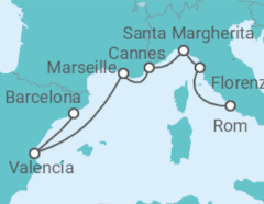 Reiseroute der Kreuzfahrt  Italien, Frankreich, Spanien - Royal Caribbean