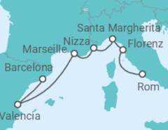 Reiseroute der Kreuzfahrt  Italien, Frankreich, Spanien - Royal Caribbean