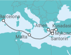 Reiseroute der Kreuzfahrt  Malta, Türkei, Griechenland - Celebrity Cruises