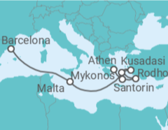 Reiseroute der Kreuzfahrt  Griechenland, Türkei, Malta - Celebrity Cruises