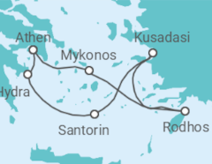 Reiseroute der Kreuzfahrt  Magie & Mythen - Celebrity Cruises
