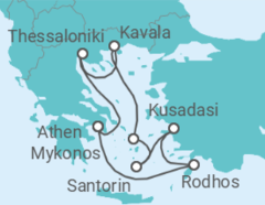 Reiseroute der Kreuzfahrt  Spätsommer in der Ägäis - Celebrity Cruises