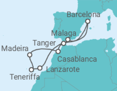 Reiseroute der Kreuzfahrt  Feiertage auf dem Atlantik ab Barcelona  - Celebrity Cruises