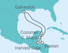Reiseroute der Kreuzfahrt  Mexiko, Honduras - NCL Norwegian Cruise Line