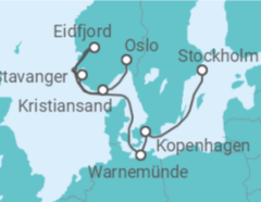 Reiseroute der Kreuzfahrt  Dänemark, Deutschland, Norwegen - MSC Cruises