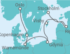 Reiseroute der Kreuzfahrt  Dänemark, Deutschland, Polen, Schweden, Lettland - MSC Cruises