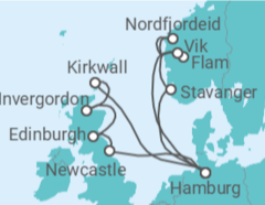 Reiseroute der Kreuzfahrt  Vereinigtes Königreich, Deutschland, Norwegen Alles Inklusive - Costa Kreuzfahrten