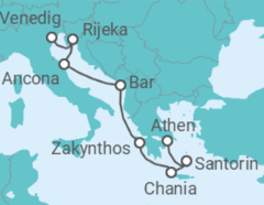 Reiseroute der Kreuzfahrt  Griechenland, Italien - Oceania Cruises