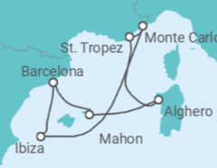 Reiseroute der Kreuzfahrt  A Journey from Balearic Wonders to Legendary Riviera Elegance - Explora Journeys