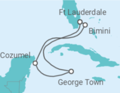 Reiseroute der Kreuzfahrt  Kaimaninseln, Mexiko - Celebrity Cruises