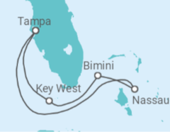 Reiseroute der Kreuzfahrt  USA, Bahamas - Celebrity Cruises