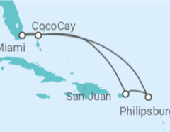 Reiseroute der Kreuzfahrt  Sint Maarten, Puerto Rico - Royal Caribbean
