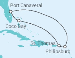 Reiseroute der Kreuzfahrt  Amerikanische Jungferninseln, Sint Maarten - Royal Caribbean