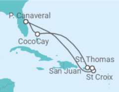 Reiseroute der Kreuzfahrt  Amerikanische Jungferninseln, Puerto Rico - Royal Caribbean